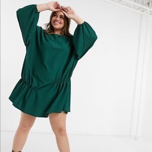 ASOS DESIGN Curve Textured Long Sleeve Smock Dress W/ Seam Detail Women's Sz. 12